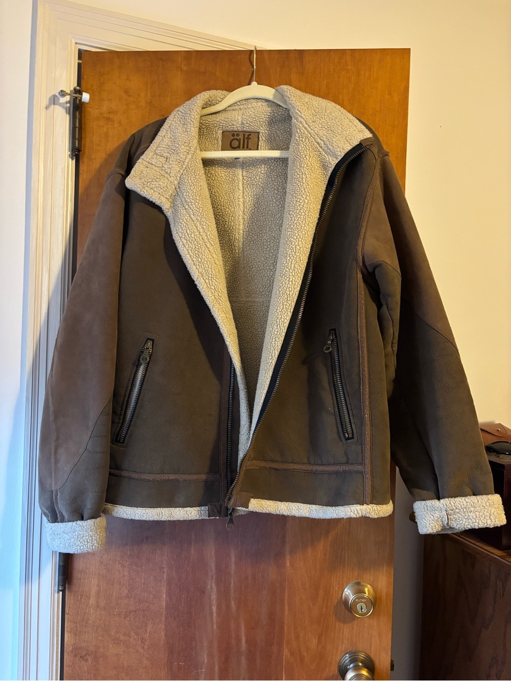 Men's Alf Wear Brown Faux-Shearling Jacket